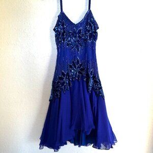 Cobalt Blue Beaded Vintage Party‎ Dress - Black Tie by He-Ro Industries